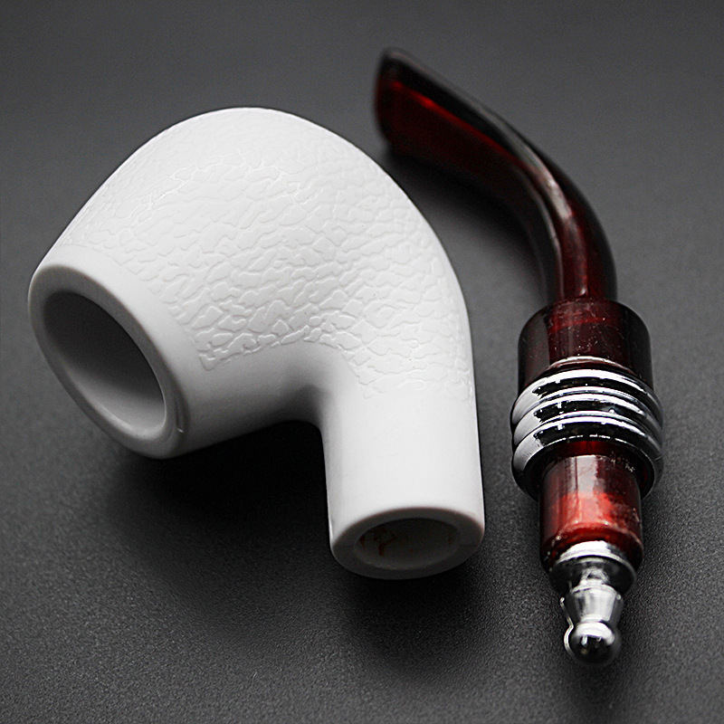 white-resin-pipe-straight-through-type-imitation-sesapwood-bakelite-pipe-creative-gift-type-dry-pipe