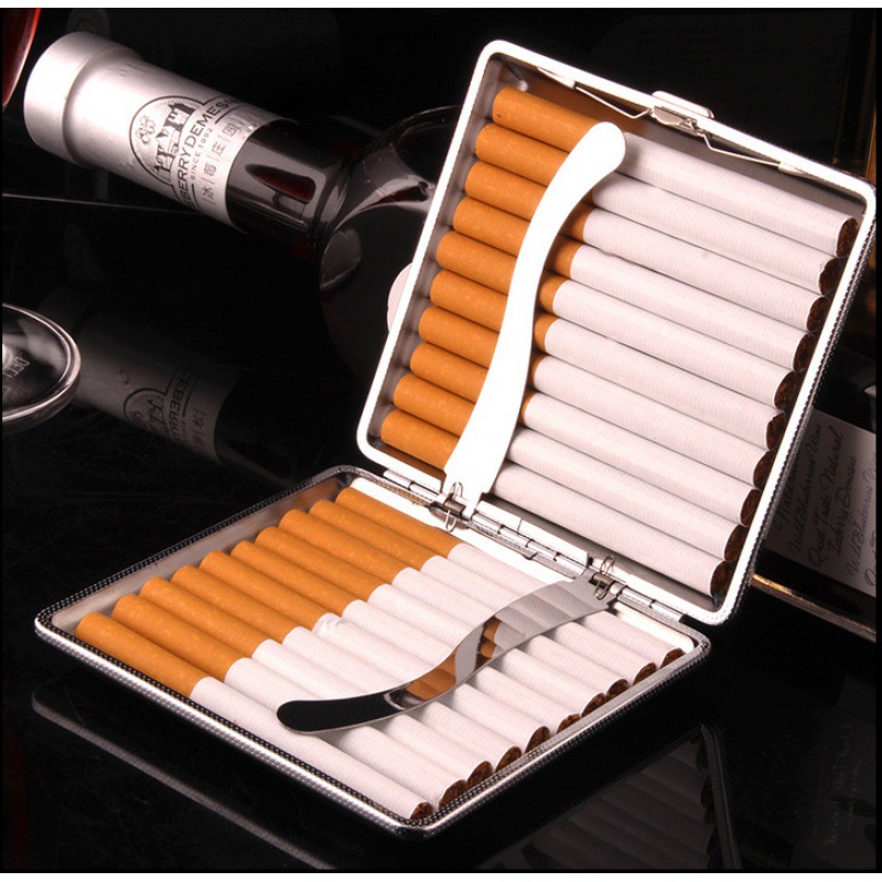 20 pack metal clip leather cigarette box creative personalized automatic cigarette box direct batch