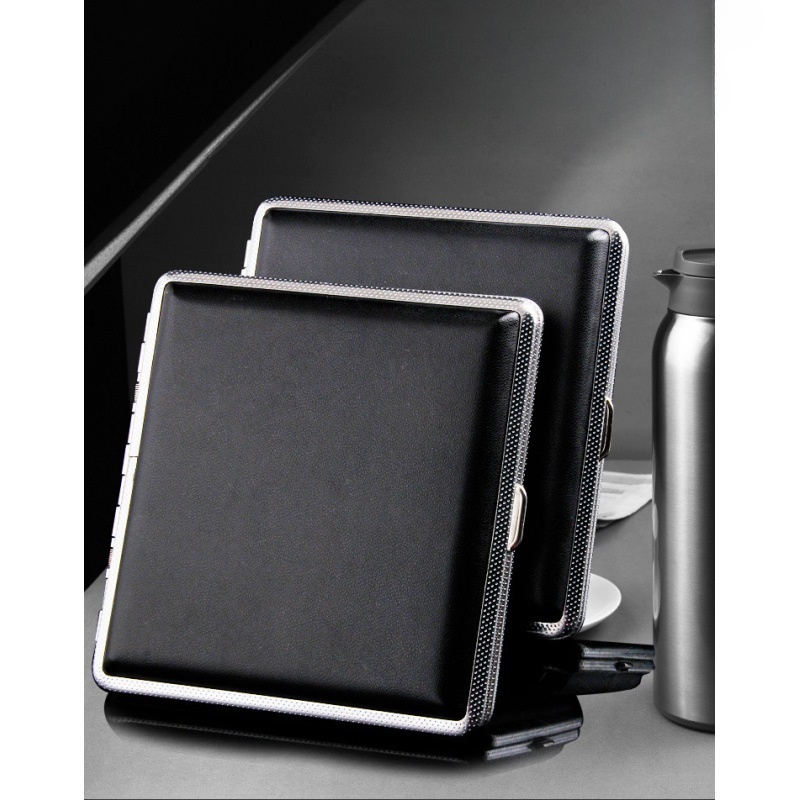 20 pack metal clip leather cigarette box creative personalized automatic cigarette box direct batch