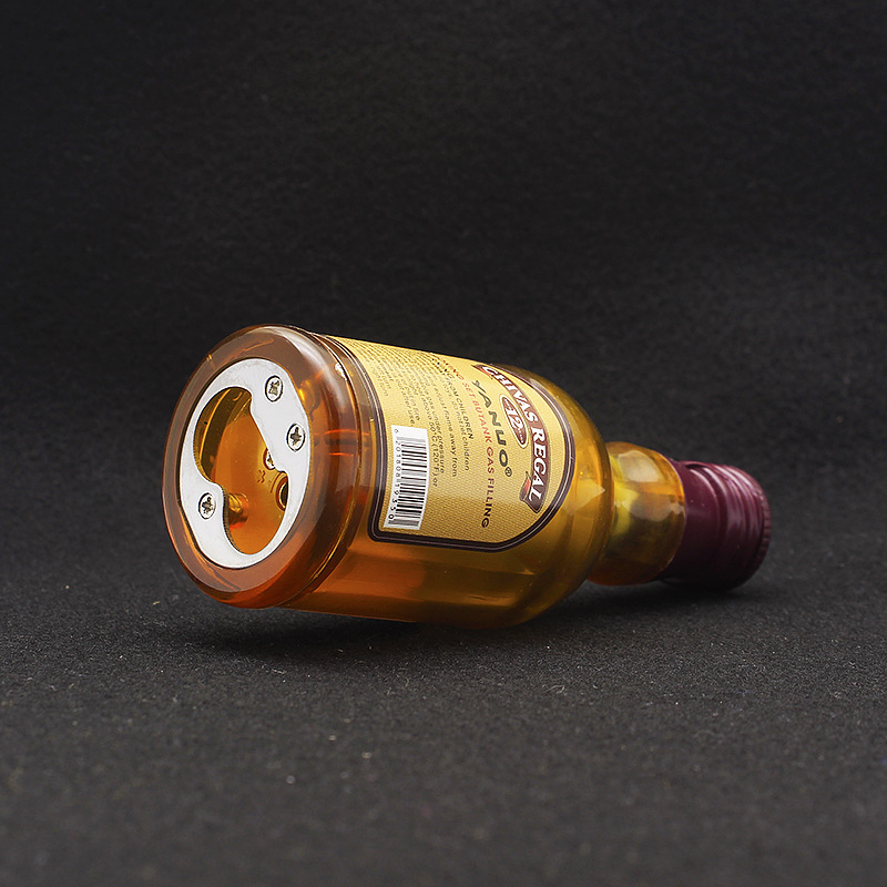 Multifunctional beer bottle opener shape inflatable open flame lighter creative wine bottle lighter 