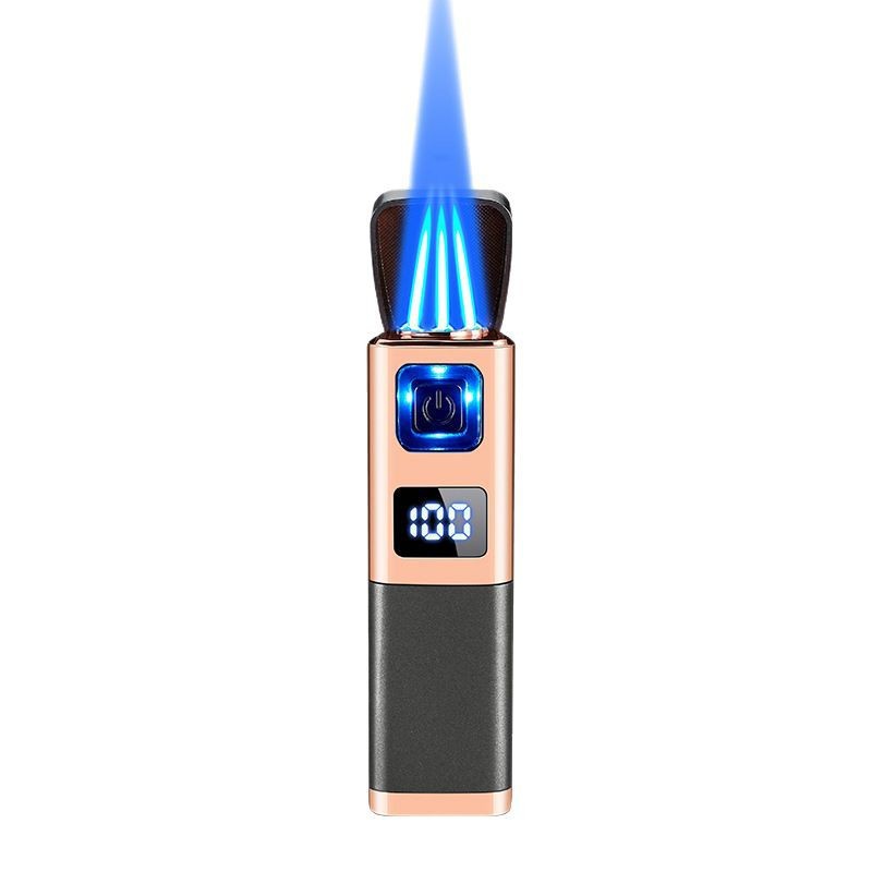 Three fire straight blue flame cigar special fire lighter gas-electric two-in-one