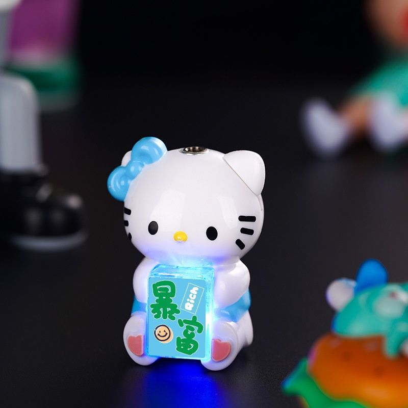 Hellokitty Colorful luminous windproof red flame lighter for girlfriend one piece