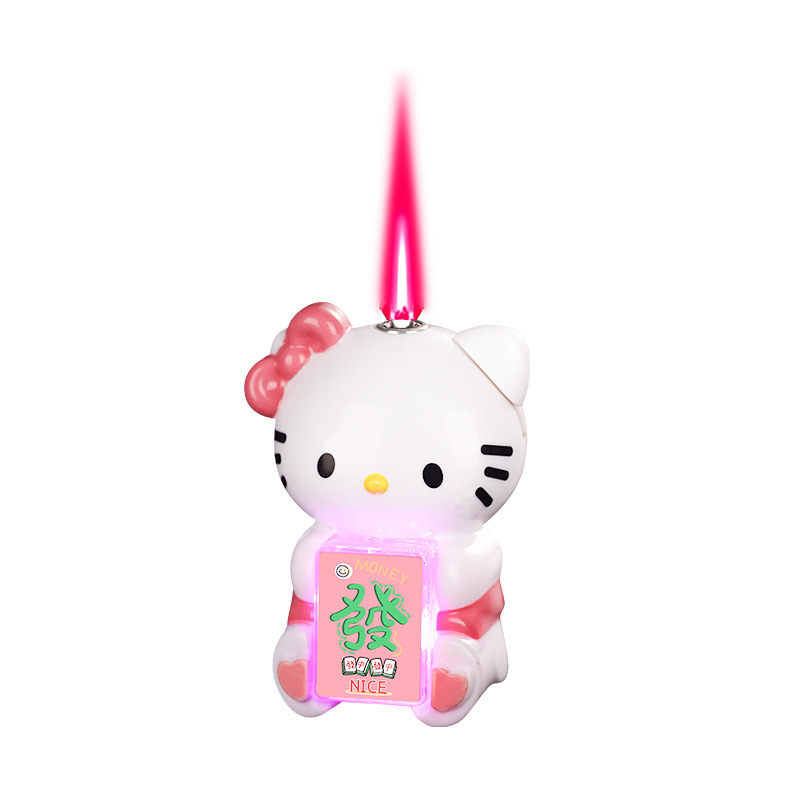 Hellokitty Colorful luminous windproof red flame lighter for girlfriend one piece