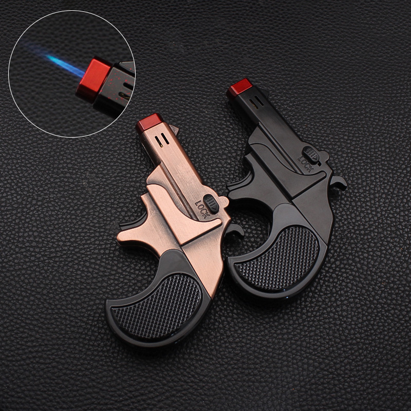 Folding windproof lighter Metal plastic lockable flame direct injection cigarette lighter