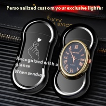 Inflatable windproof direct lighter blue flame lighter exquisite dial can be used in small body