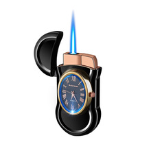 Inflatable windproof direct lighter blue flame lighter exquisite dial can be used in small body