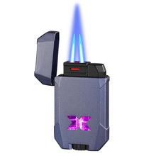 Trendy toy double fire blue flame lighter creative metal cigarette lighter personalized lighter