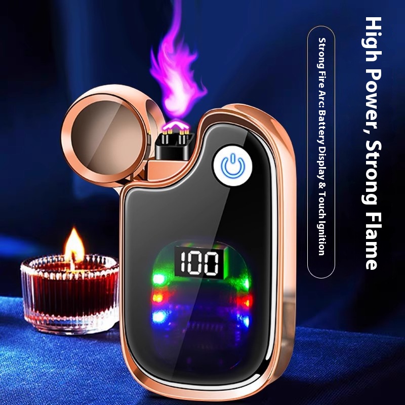 New dual arc windproof cigarette lighter intelligent chip pulse digital display mode Type-c fast 