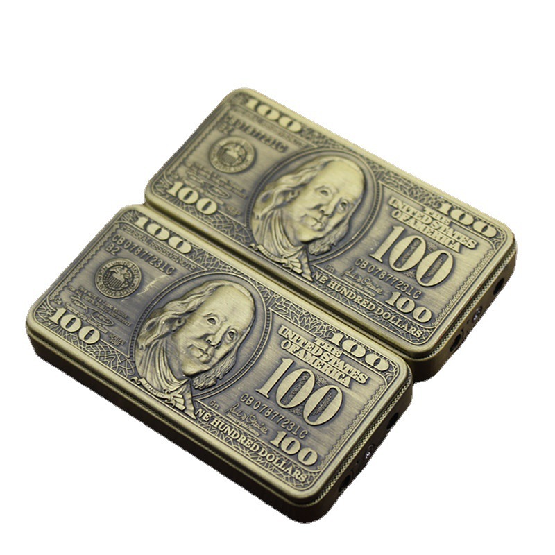 Creative USD 100 Metal Inflatable Lighter Windproof Red Flame Personalized Pull-down Wholesale