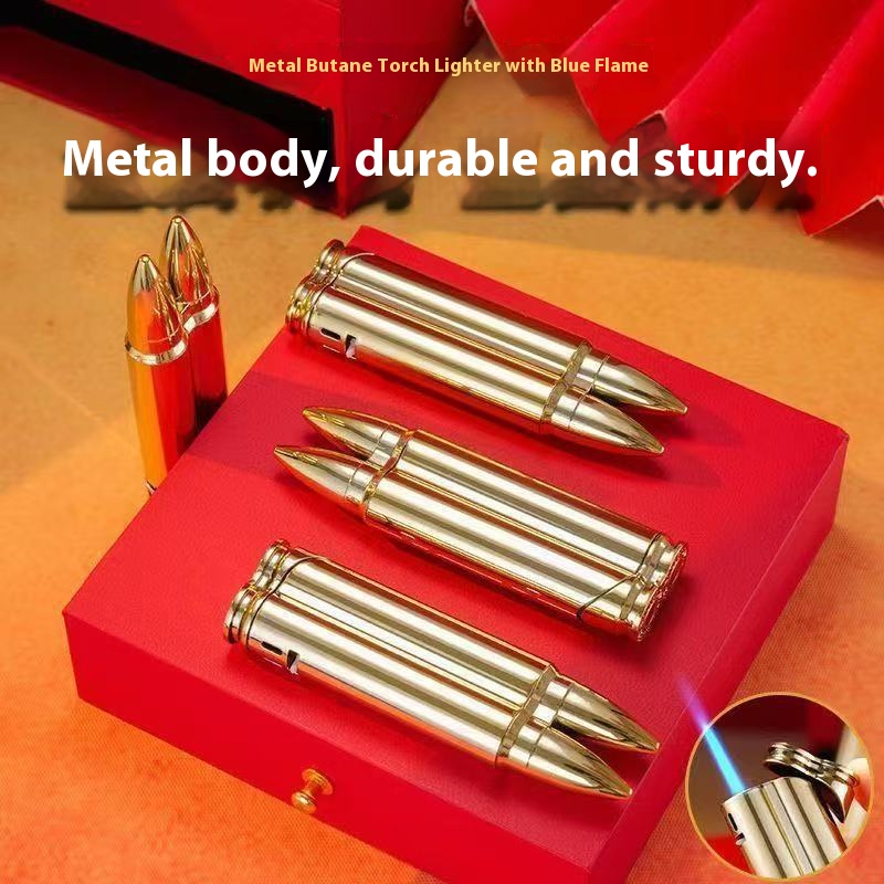 Two bullets and three bullets electroplated brushed windproof red flame lighter metal bullets