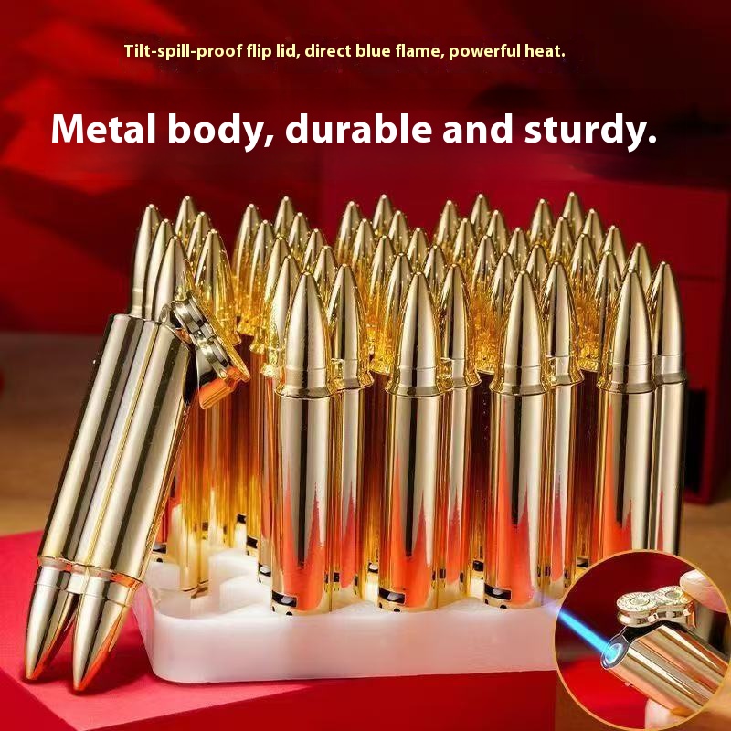 Two bullets and three bullets electroplated brushed windproof red flame lighter metal bullets