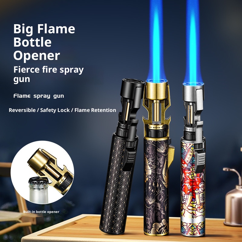 Windproof straight-through lighter inflatable outdoor barbecue ignition gun 1300℃