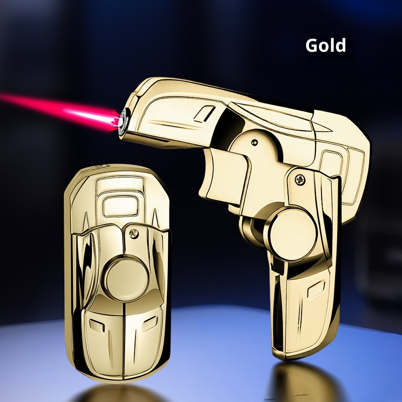 Folding gyro racing style windproof inflatable lighter rotates to decompress, compact and trendy toy