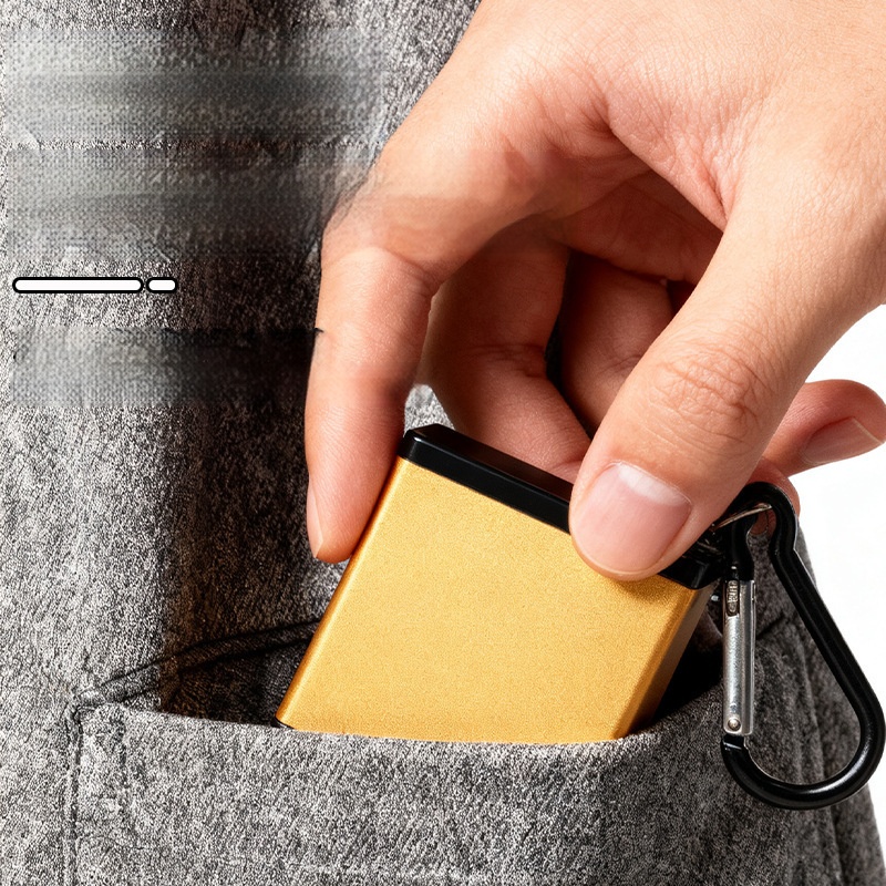 Exquisite and compact sealed ashtray with keychain to carry around with engraved advertising