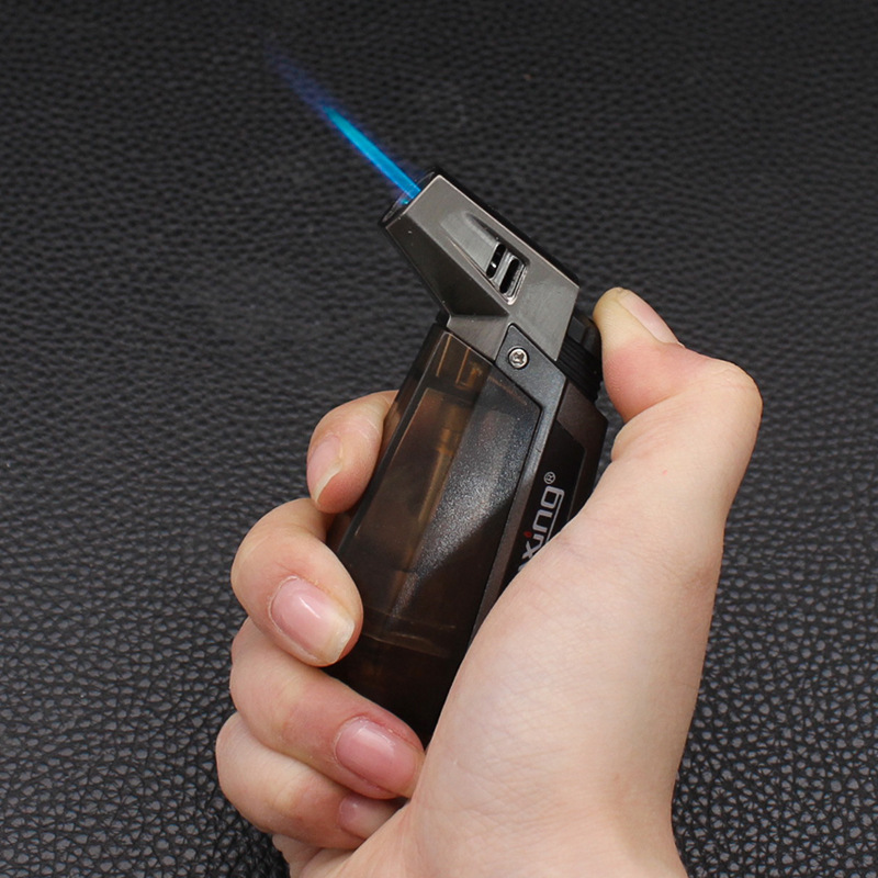 Creative windproof lighter plastic metal large capacity direct flush inflatable cigarette lighter